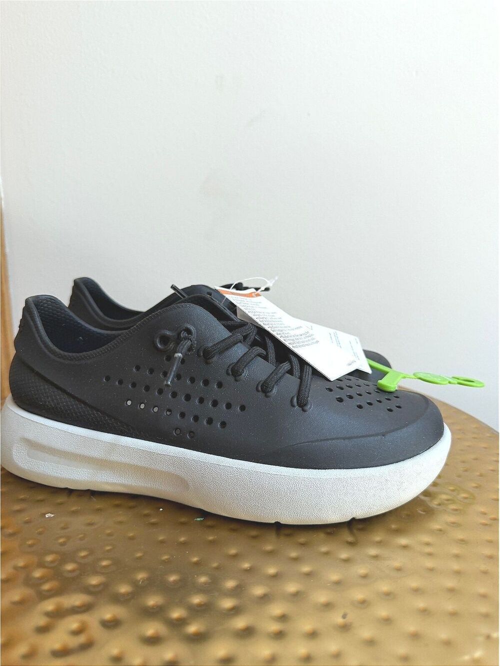 Crocs Black Lace-Up Sneakers with White Sole Size 5 US Women